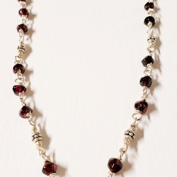 Sterling Silver Garnet Snake Necklace - Picture 11 of 16